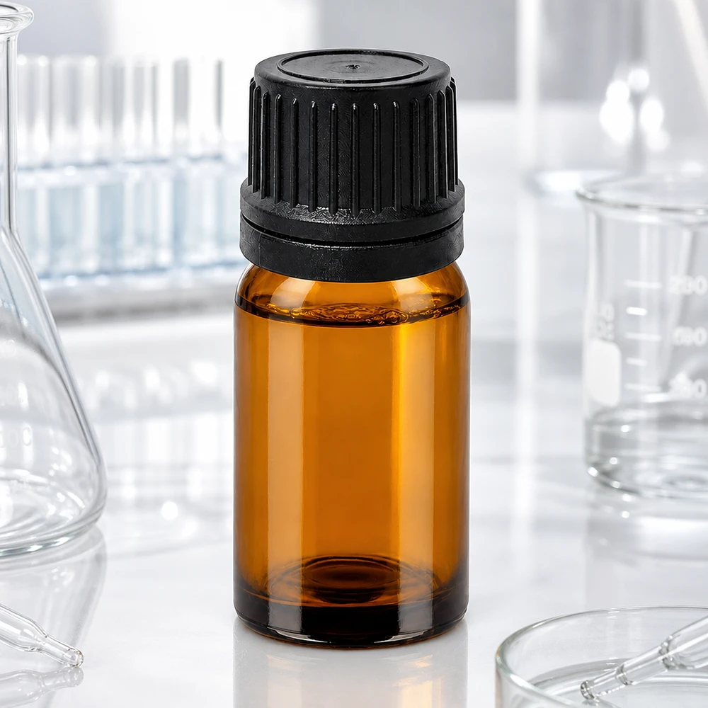 10ml druppelfles 1mm zwart OV BrownLine UT18/10 Professioneel 10ml druppelflesje in apothekerskwaliteit met amberkleurig glas en zwart deksel