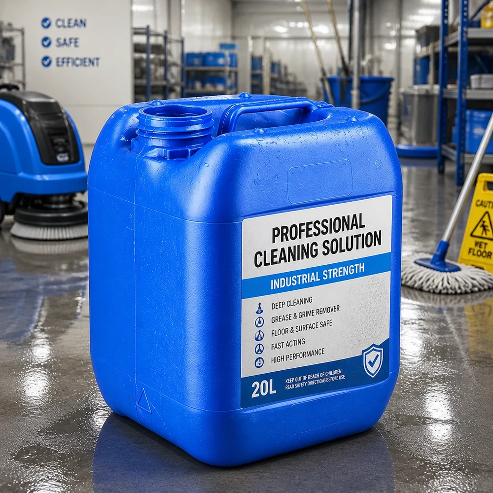 Canister 5 liter blauw zonder sluiting Blauwe kunststof emmer van 5 liter zonder deksel voor professionele schoonmaakmiddelen