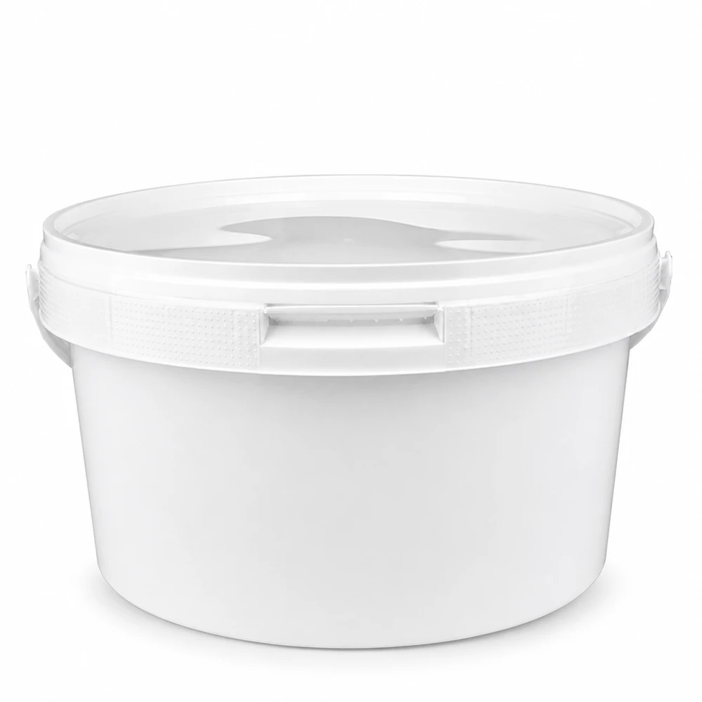 3,5 liter emmer van wit PP plastic met deksel Witte multifunctionele emmer van 3,5 l, gemaakt van PP, met hersluitbaar deksel voor opslag