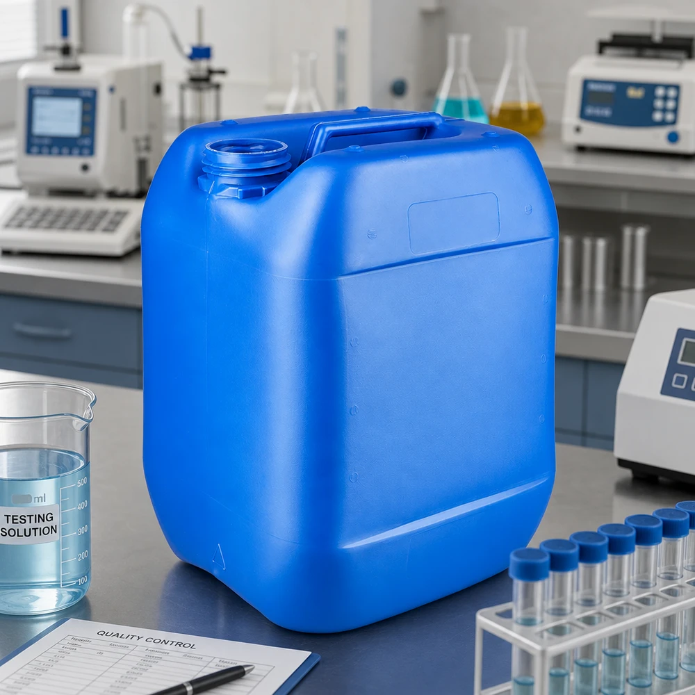 Stevige blauwe jerrycan van 10 liter zonder schroefdop en met draaggreep
