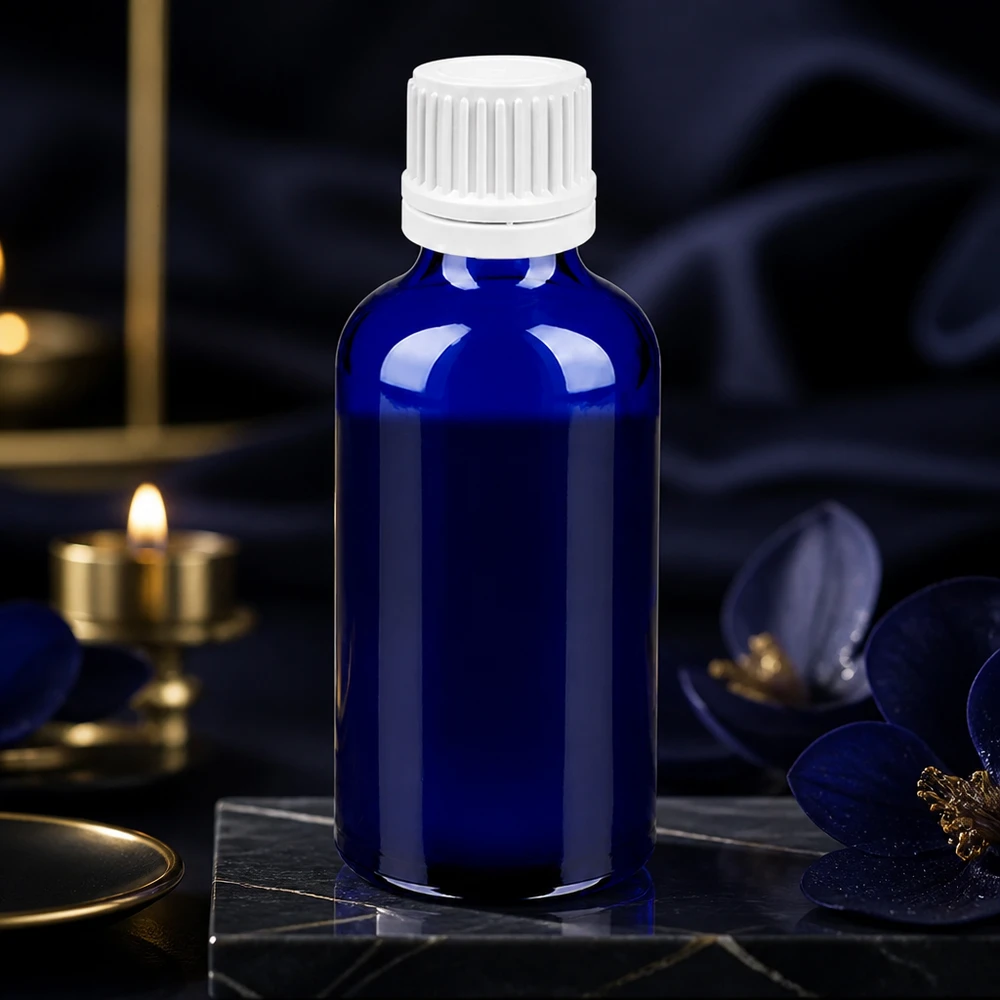 50 ml BlueLine fles met hygiënische witte schroefdop voor steriele productopslag