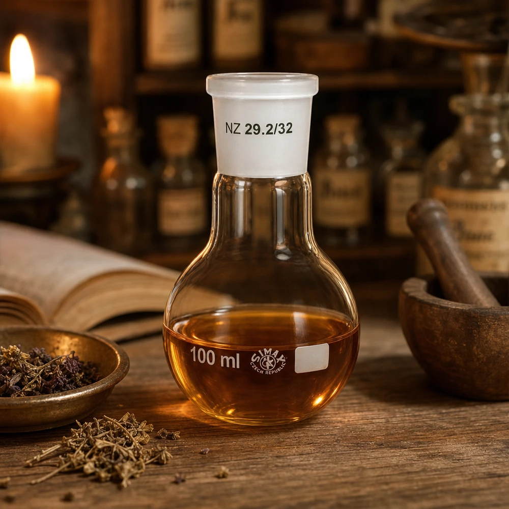 Ergonomische staande kolf van 100 ml met praktische NS 29/32-aansluiting voor laboratoriumopstellingen