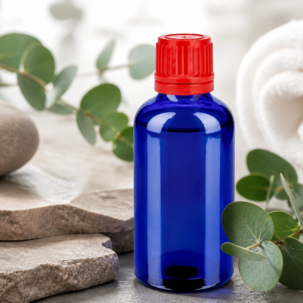 Verzegelstop 50ml fles blauw met rode OV-dop SV 11mm BlueLine UT18/50