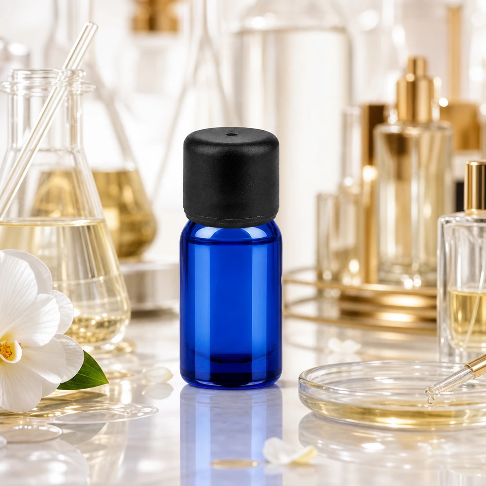 Elegant blauw glazen flesje 5ml met ergonomisch ontwerp voor eenvoudig hanteren en opbergen