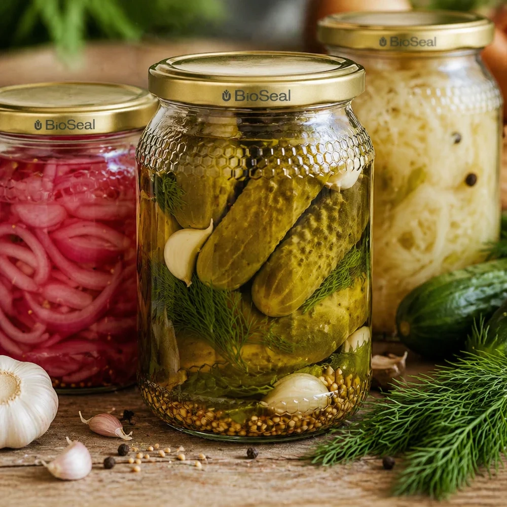 900ml honingpot met BioSeal deksel goud voor het inmaken van komkommers uien zuurkool inmaakpot fermenteren keuken