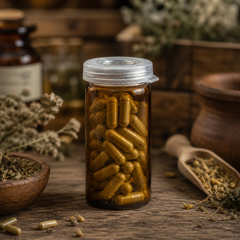 5ml tablettenglas helder glas incl. klikdeksel (rolrand glas) Glas met gerolde rand, 5 ml, helder, voor voedingssupplementencapsules, met hersluitbaar klikdeksel