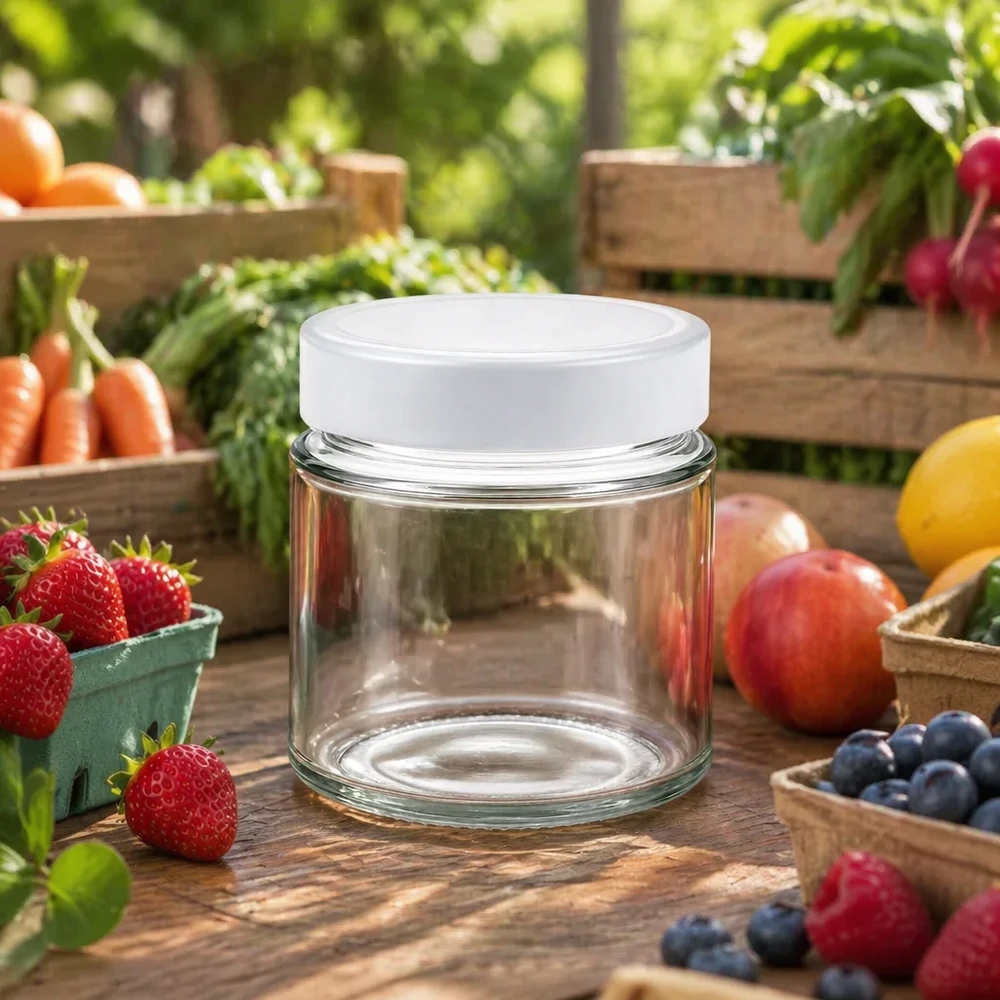 135ml ronde pot BasicSeal deksel wit buiten tuin vers fruit groenten natuurlijke opslag pot