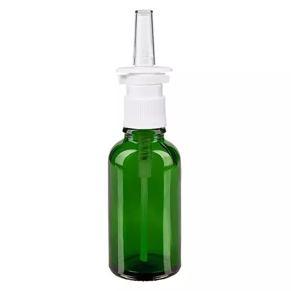 Groenen glazen flessen 30ml met neusverstuiver Groenen glazen flessen 30ml met neusverstuiver