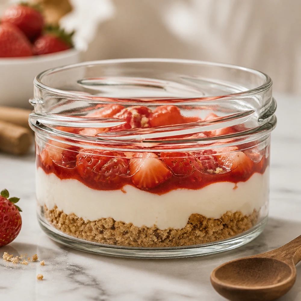 UNiTWIST Runda186 miniglas met beugelsluiting TO82 als creatieve presentatie van desserts