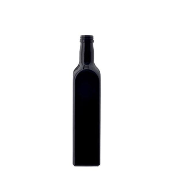 Oliefles, violetglas 500ml hoekig, UNI 31.5x24 Oliefles, violetglas 500ml hoekig, UNI 31.5x24