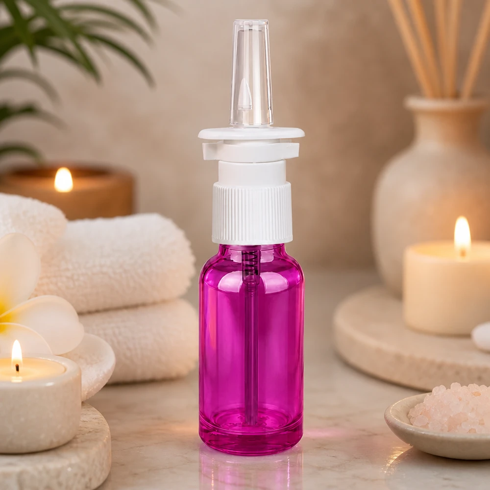 20ml Purple neussprayflesje met optimale dosering dankzij hoogwaardig sprayhulpstuk