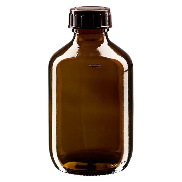 200ml Euro-medicijnfles bruin met bruine schroefsluiting St 200ml Euro-medicijnfles bruin met bruine schroefsluiting St