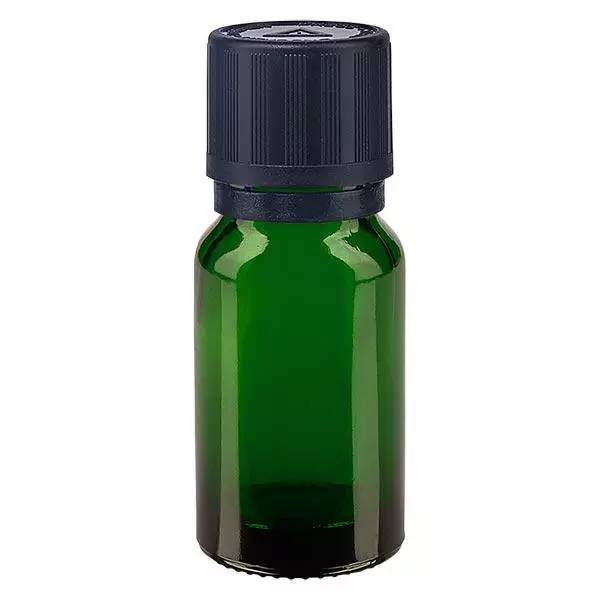 Groenen glazen flessen 10ml met zwart druppelsluiting 1mm kinderslot Bliw. VR Groenen glazen flessen 10ml met zwart druppelsluiting 1mm kinderslot Bliw. VR