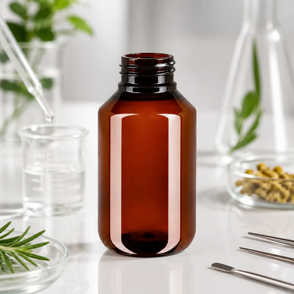 PET fles 100ml met ontgassingsdop rood Lege bruine glazen fles van 100 ml, gemaakt van PET-kunststof, met ontgassingsdop met schroefdraad