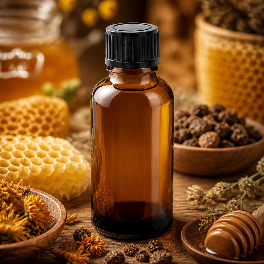 Handig glazen flesje van 30 ml met smalle hals van 11 mm voor een gecontroleerde afgifte van actieve ingrediënten