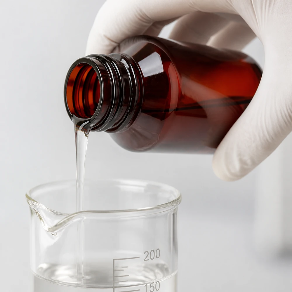 Bruine plastic fles van 50 ml met originele verpakking, geschikt voor laboratoriumchemicaliën en reagentia
