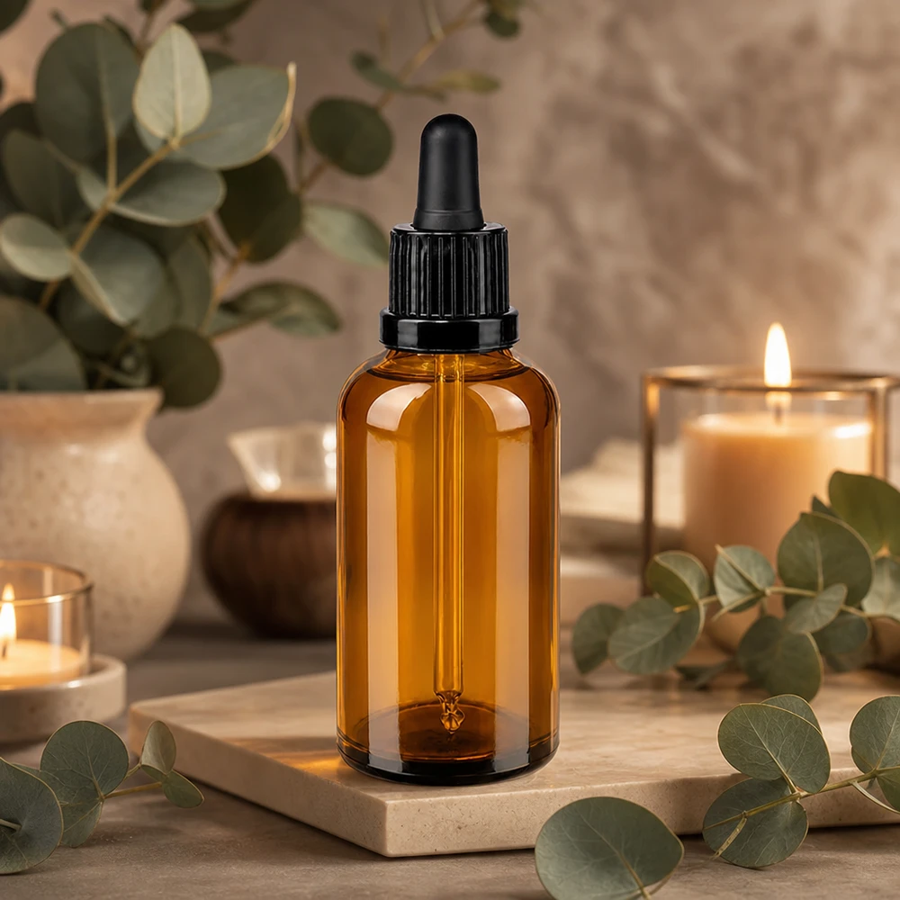 50ml pipetfles zwart OV BrownLine UT18/50 Hoogwaardige 50ml pipetfles van bruin glas OV BrownLine UT18/50 voor aromatherapie