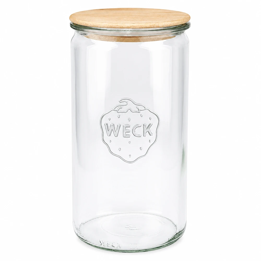 1590ml cilinderglas WECK RR100 met hout deksel WECK cilinderpot 1590ml met houten deksel RR100 inmaakpot voorraadpot transparant leeg