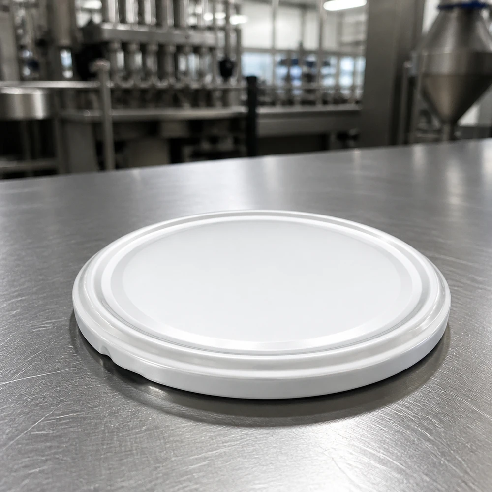 66mm BasicSeal deksel wit (TO66) UNiTWIST Voedselveilige deksel 66 mm wit BasicSeal TO66 UNiTWIST Achtergrond van het afvulbedrijf
