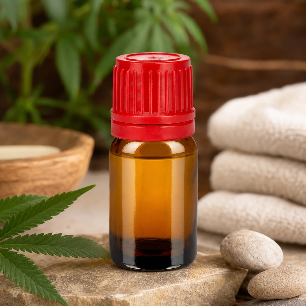 5ml flesje 11mm SV rood OV BrownLine UT18/5 5ml amberkleurig glazen flesje met 11mm rode schroefdop voor professionele aromatherapie