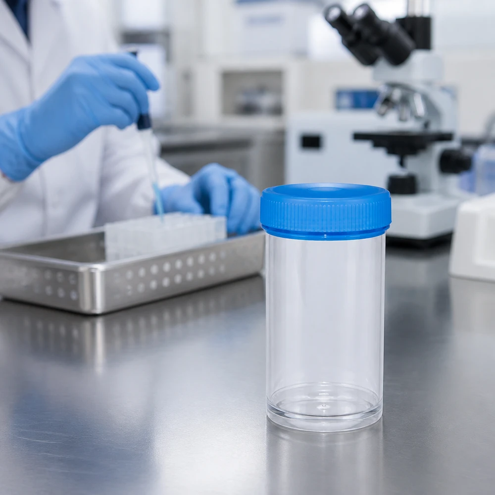Universele plastic pot (pathovat) 50ml Medische wegwerpcontainer van 50 ml, gemaakt van BPA-vrije kunststof, voor weefselmonsters en pathologie