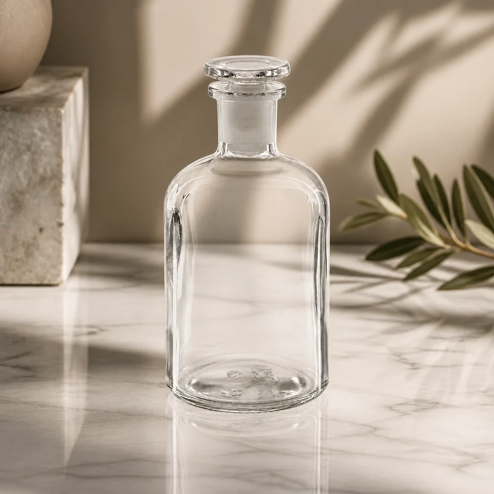 Doorzichtige bewaarfles met ronde schouders, 250 ml, met glazen stop, voor likeur, siroop en aroma’s