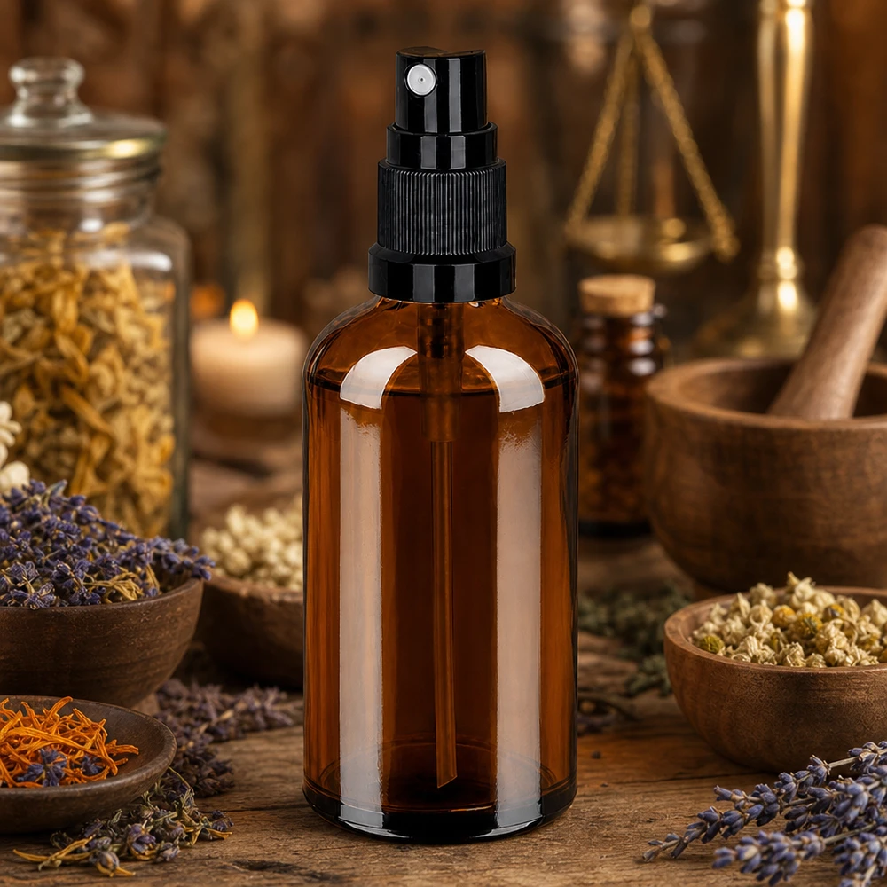 100 ml apothekersspuitfles in amberkleurig glas met stevige sluiting voor langdurige frisheid