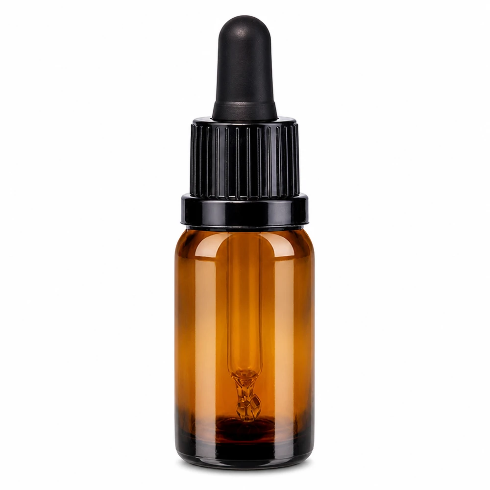 10ml pipetflesje bruin met zwarte druppeldop voor essentiële oliën en serums
