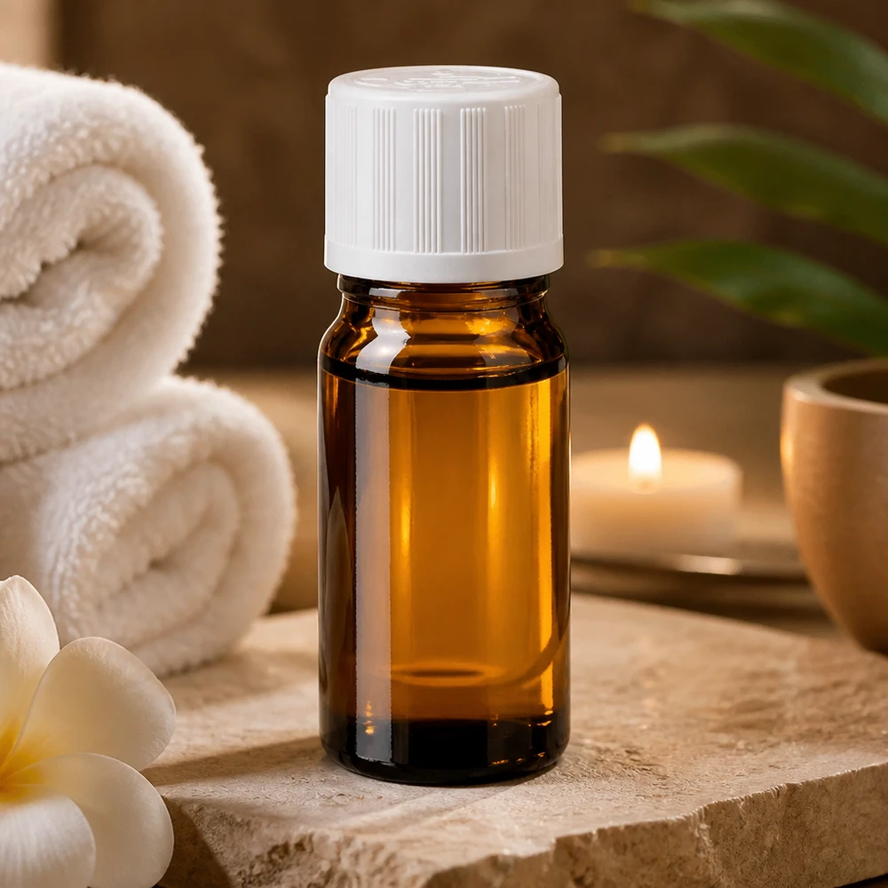 Bruine glazen fles 5ml met wit schroefsluiting kinderslot St 5 ml apothekersflesje van amberkleurig glas met witte kindveilige sluiting, voor gebruik bij spa- en aromatherapie