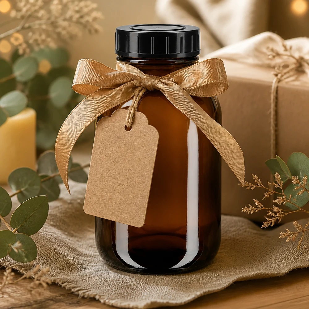 Fles met wijde hals 500 ml bruin glas met schroefdeksel Bruin glazen fles 500ml met wijde opening en schroefdop ideaal voor siropen en tincturen