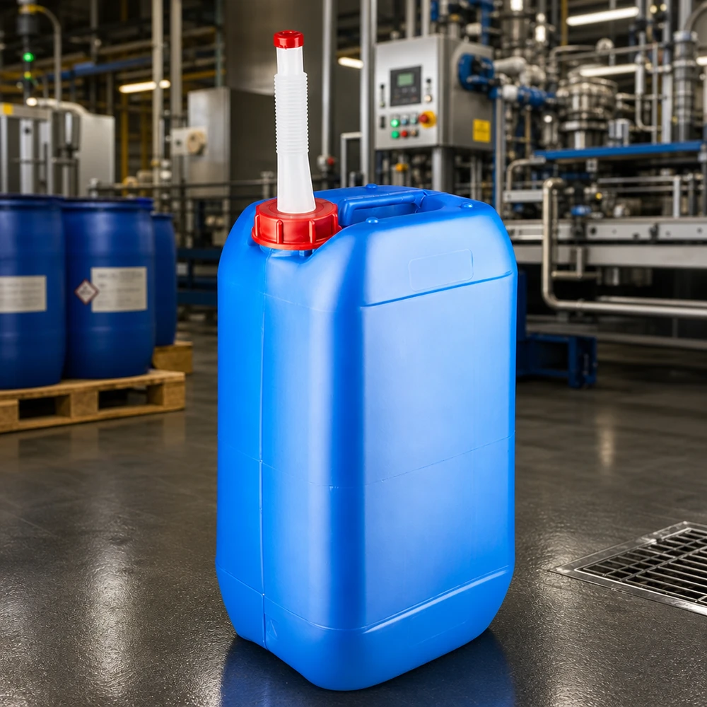 Canister 15 liter blauw met flexibele uitloop Draagbare blauwe jerrycan van 15 liter met ergonomische handgreep en flexibele uitloop
