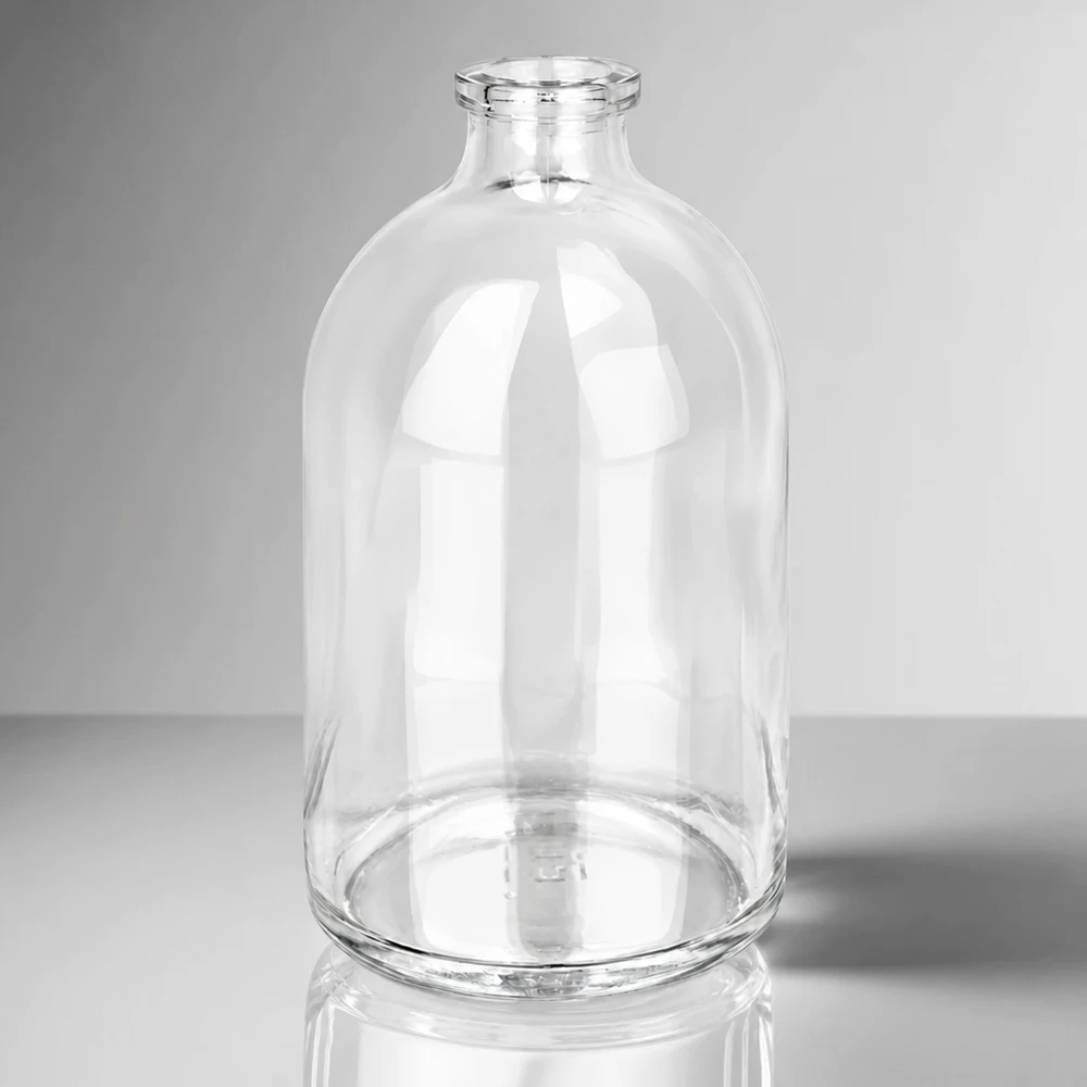 Injectiefles helder glas 100ml Zylindrische Pharmaglasflasche 100ml mit geradem Standring und konisch zulaufendem Hals