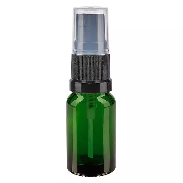 Groenen glazen flessen 10ml met zwart pompverstuiver