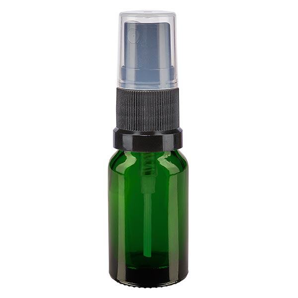 Groenen glazen flessen 10ml met zwart pompverstuiver Groenen glazen flessen 10ml met zwart pompverstuiver