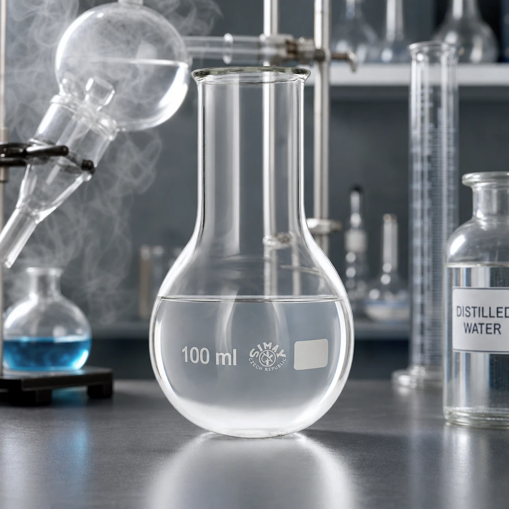 100 ml rondbodemkolf met glad glazen oppervlak voor optimale reiniging en sterilisatie