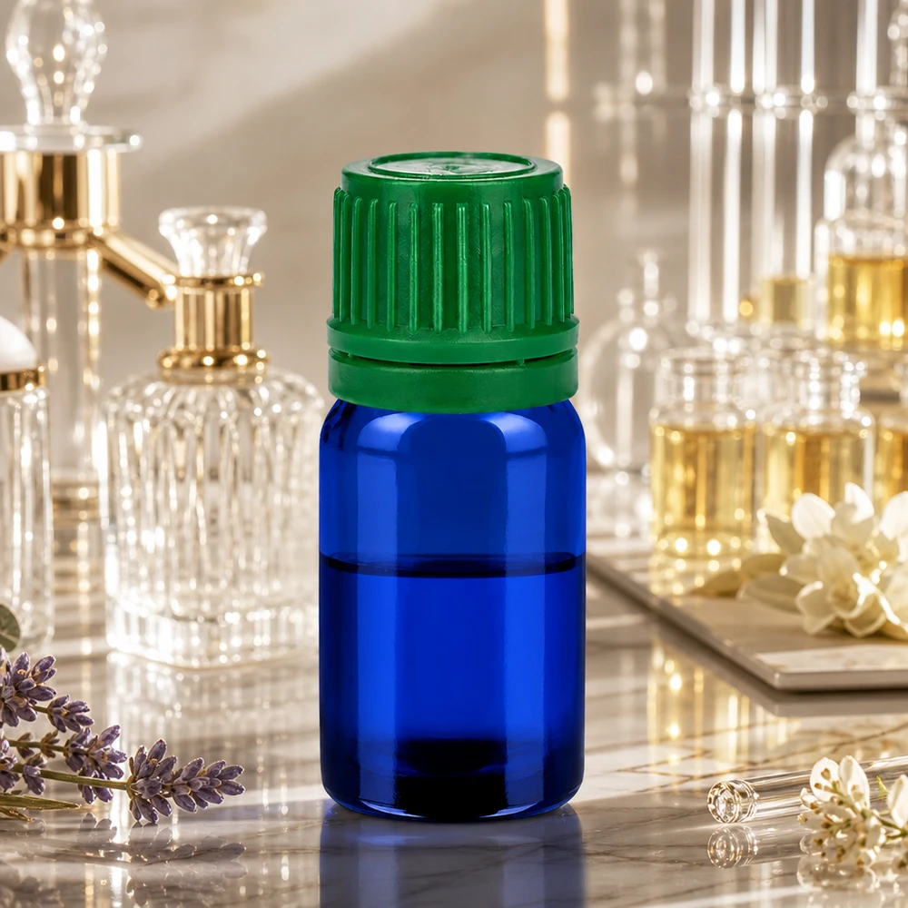 Elegant designflesje van 5 ml in kobaltblauw voor parfum- en oliecreaties van hoge kwaliteit