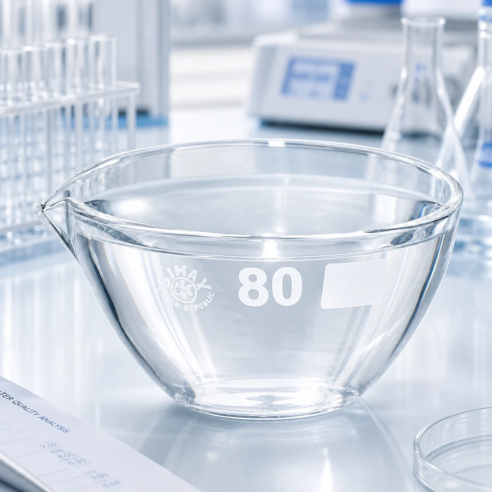 Chemicaliënbestendige borosilicaat verdampingsschaal 90ml met schenktuit voor laboratoriumexperimenten