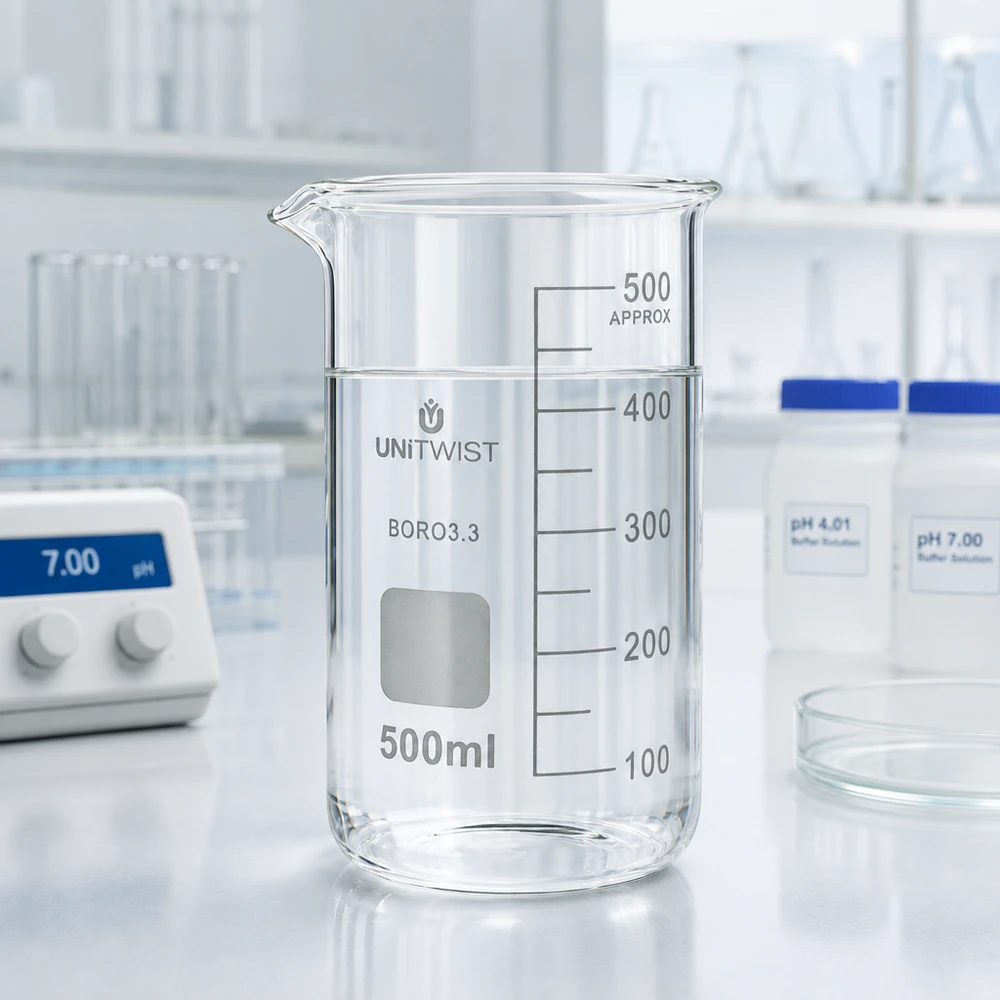 Chemiebeker van 500 ml van hittebestendig borosilicaatglas met maatverdeling, UNITWIST