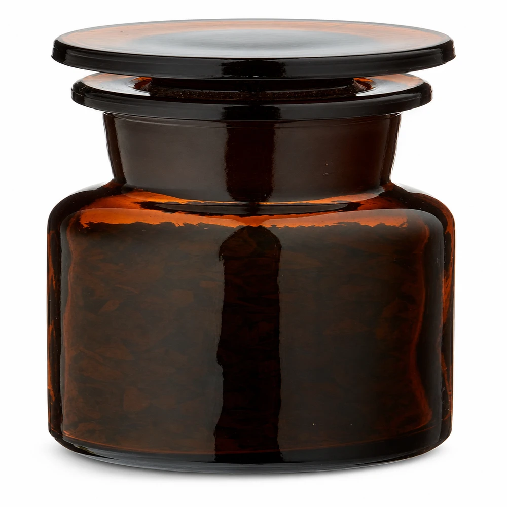 Compact kruidenpotje van bruin glas, 50 ml, met brede opening en dop