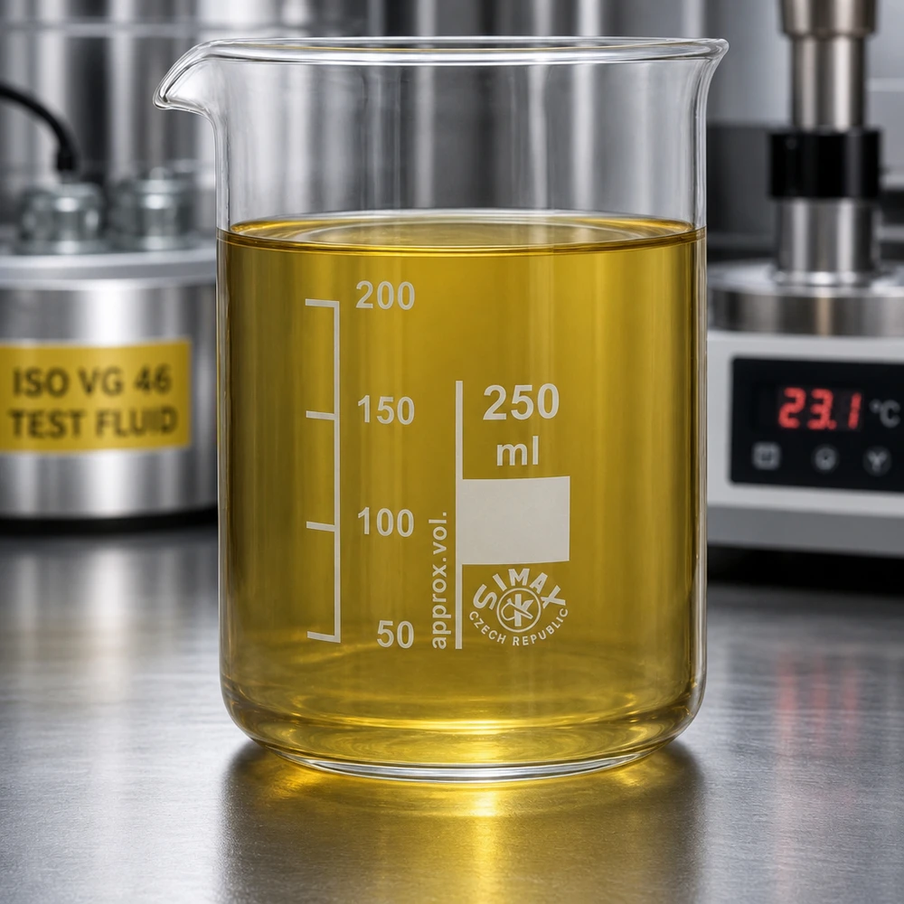 Laboratoriumbeker 250 ml met goudgele testvloeistof gemaakt van transparant borosilicaatglas in een laag ontwerp