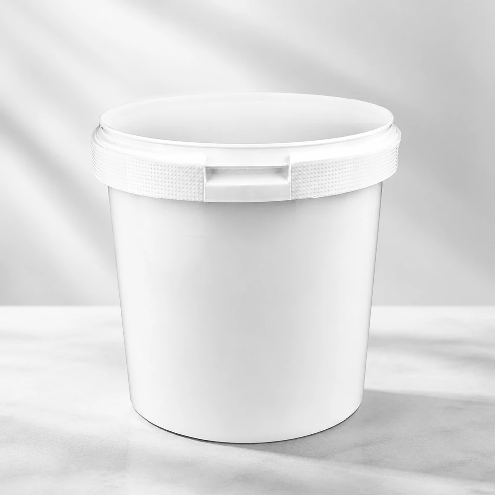 2,5 liter witte emmer zonder deksel Stevige emmer met brede opening, 2,5 l, van wit PP, zonder deksel, voor professioneel gebruik