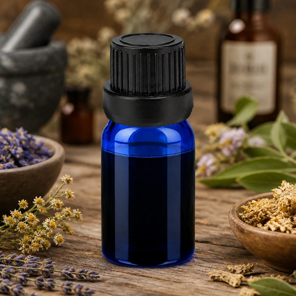 Laboratoriumkwaliteit druppelflesje 5ml UV-beschermend blauw glas voor lichtgevoelige stoffen