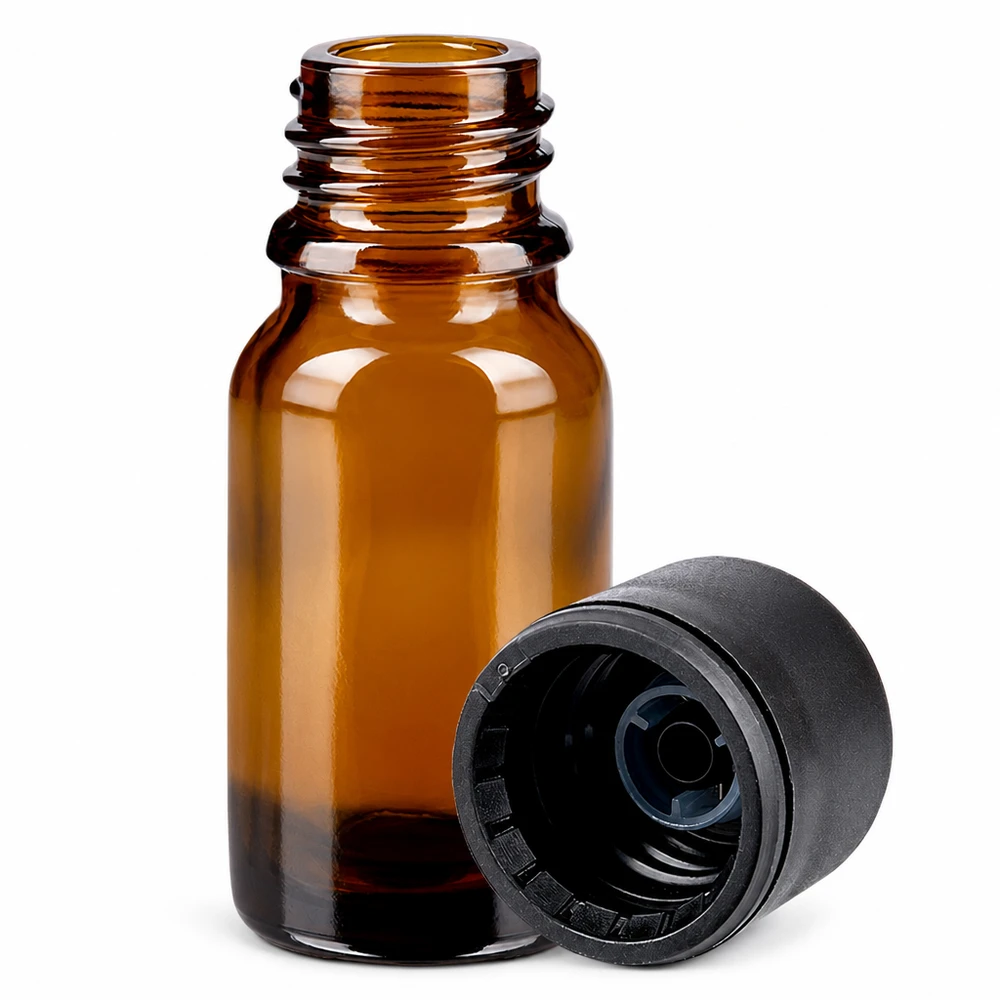 10ml amberkleurig glazen flesje met schroefdop voor aromatherapie en parfumoliën
