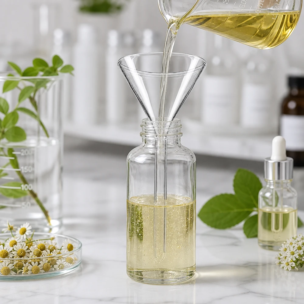 Compacte laboratoriumtrechter 55 mm korte stijl gemaakt van hittebestendig borosilicaat voor veilige laboratoriumtoepassingen