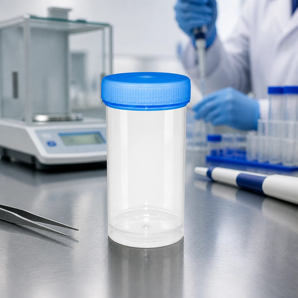 Transparante pathologievat van 100 ml maakt visuele controle van het monster mogelijk