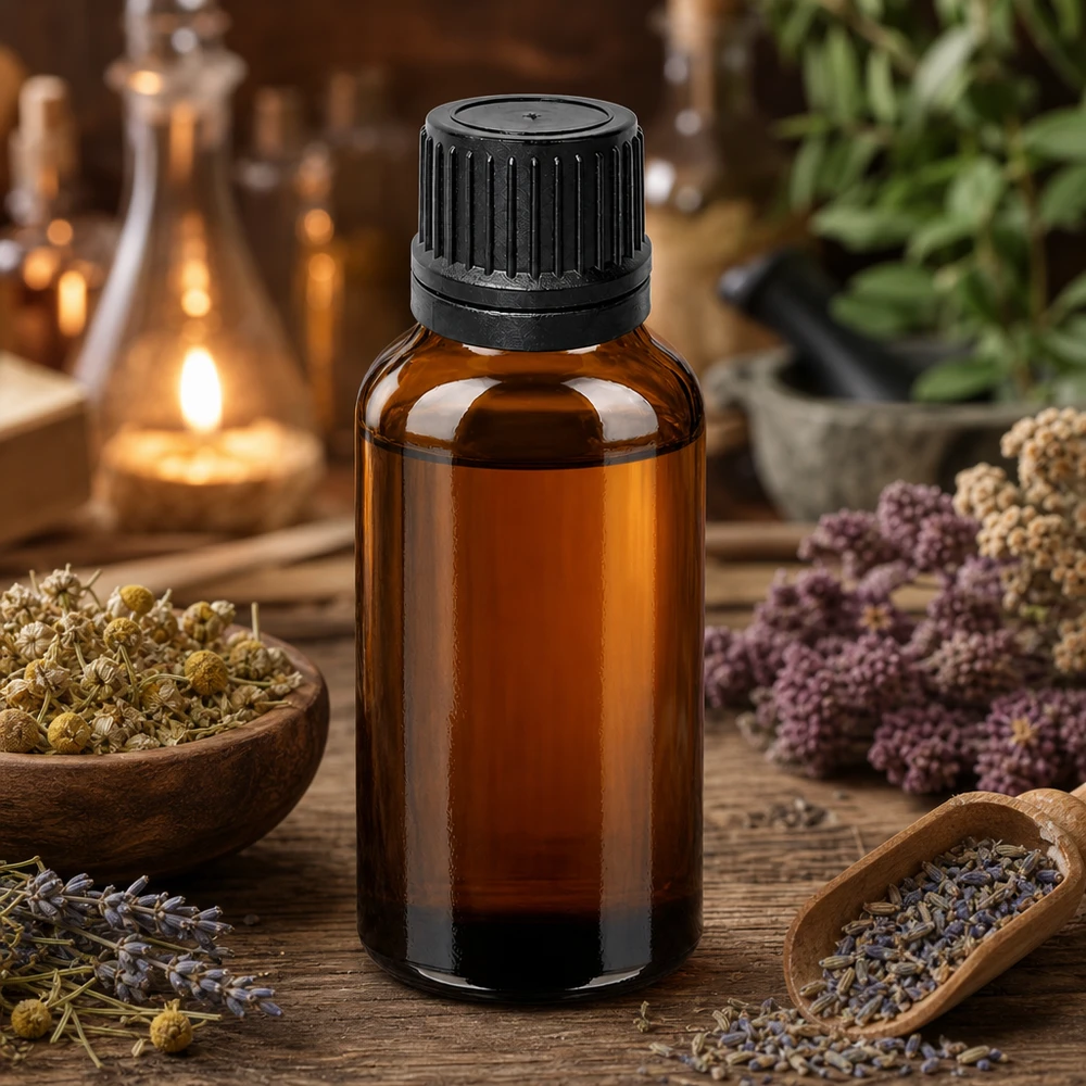 30ml druppelfles 1mm zwart OV BrownLine UT18/30 30ml amberkleurig glazen flesje met 1mm druppelopening, ideaal voor mobiel gebruik van essentiële oliën onderweg