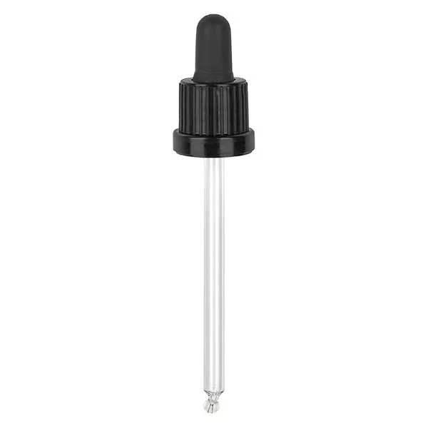 Glazen druppelpipet zwart/zwart 18 mm PL115 garantiesluiting (VR) III