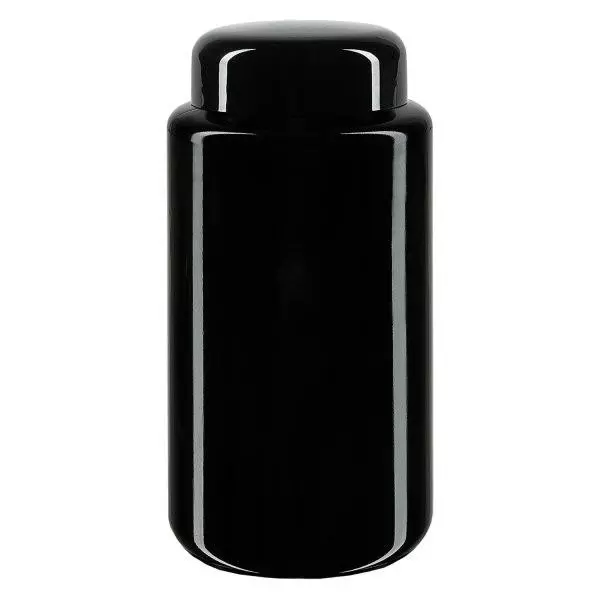 Wijdhals pot violet glas 200ml, met zwarte deksel Wijdhals pot violet glas 200ml, met zwarte deksel