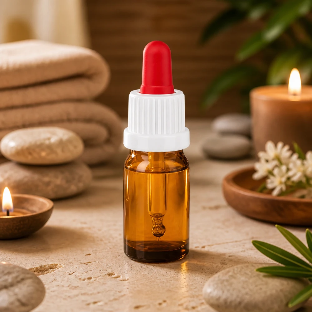 5ml pipetfles wit/rood OV BrownLine UT18/5 5 ml pipetfles BrownLine UT18/5 met rode rubberen pipet voor druppelprecies aanbrengen van serums