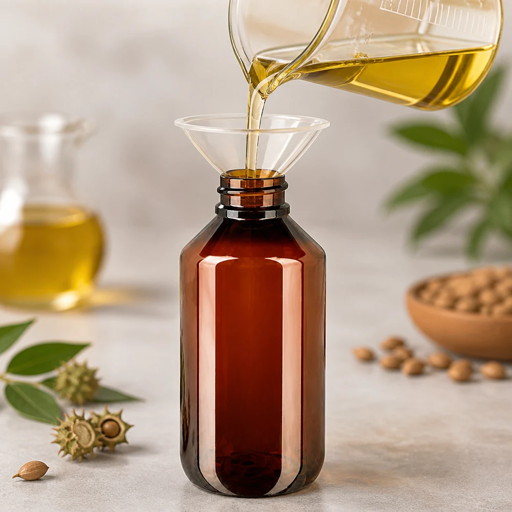 Compacte bruine PET-fles van 200 ml voor UV-gevoelige oliën en plantenextracten